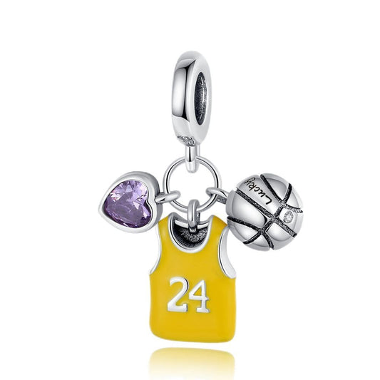 Basketball Jersey Charm with Heart and Ball