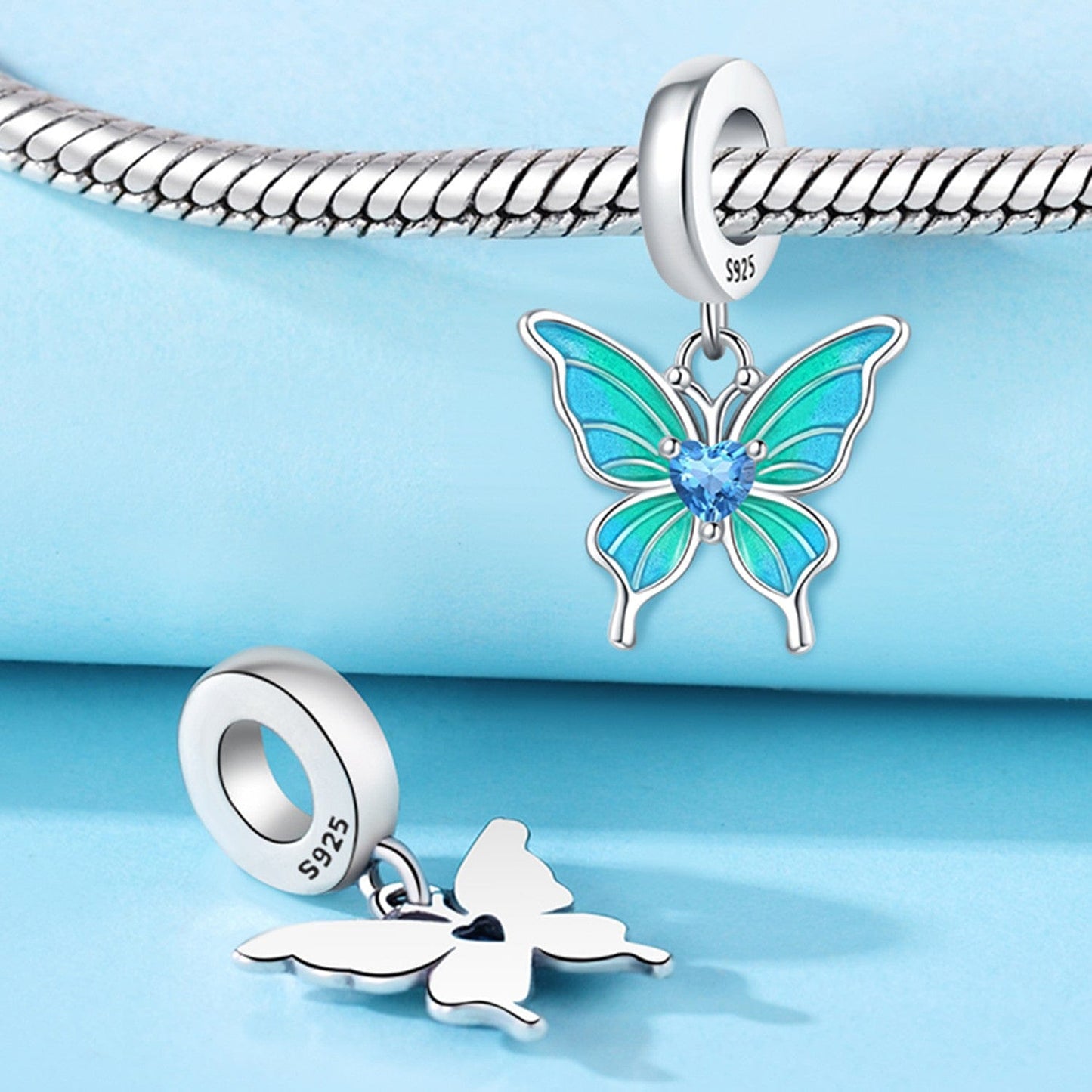 Blue Butterfly Dangle Charm