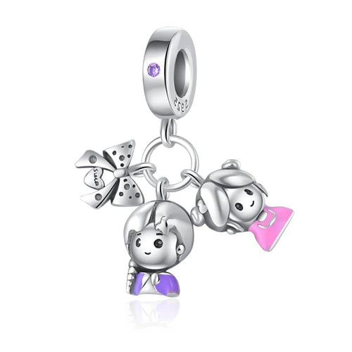 Boy and Girl Couple Ribbon Dangle Charm