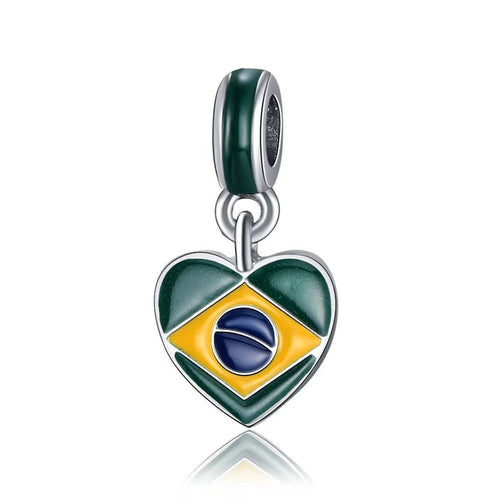 Brazil Heart Flag Dangle Charm