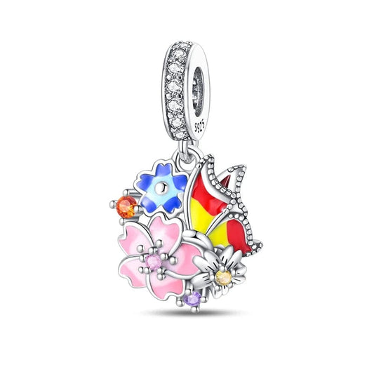 Butterfly and Flower Bouquet Charm