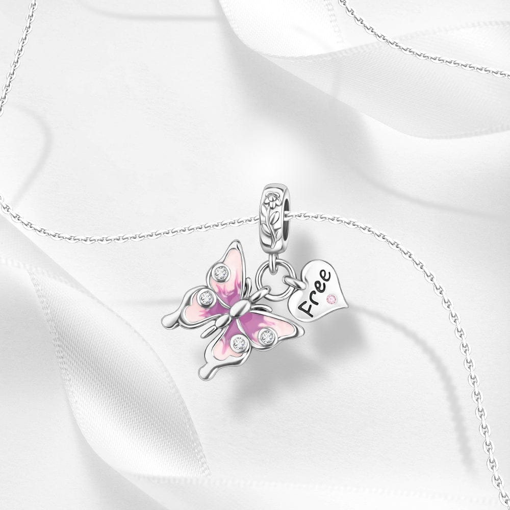 Butterfly & 'Free' Heart Charm