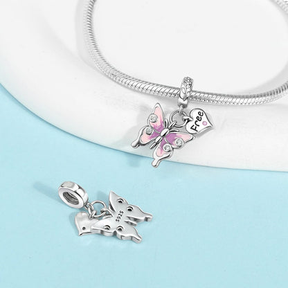 Butterfly & 'Free' Heart Charm