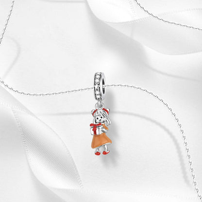 Charming Holiday Girl with Gift Pendant