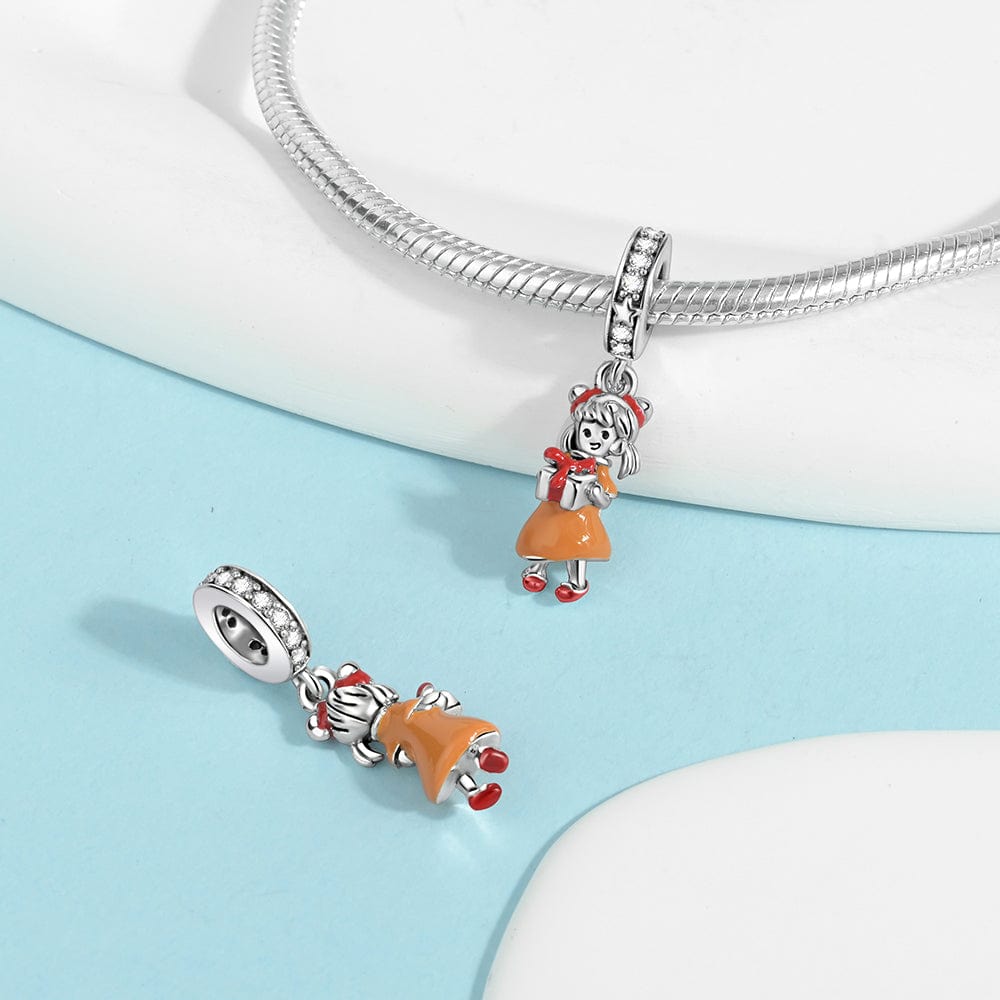 Charming Holiday Girl with Gift Pendant