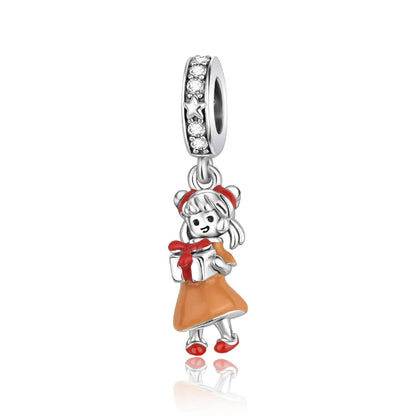 Charming Holiday Girl with Gift Pendant