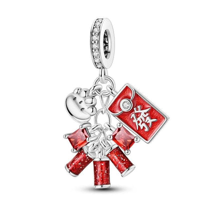 Chinese Festive Red Firecracker Charm with Lucky Envelope