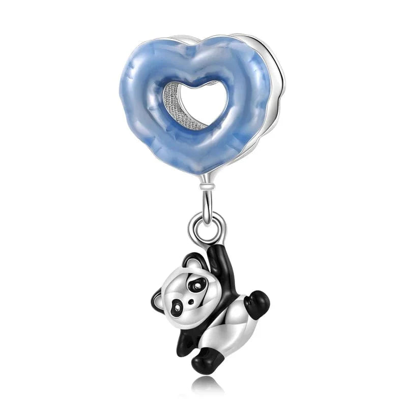 Dangling Panda & Blue Heart Charm