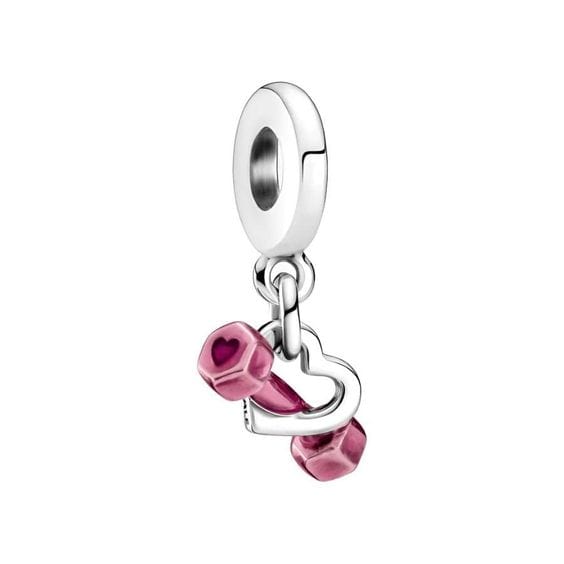 Dumbbell & Heart Dangle Charm