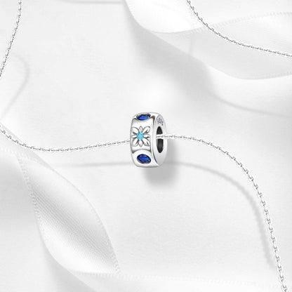 Elegant Blue Floral Gemstone Spacer Charm