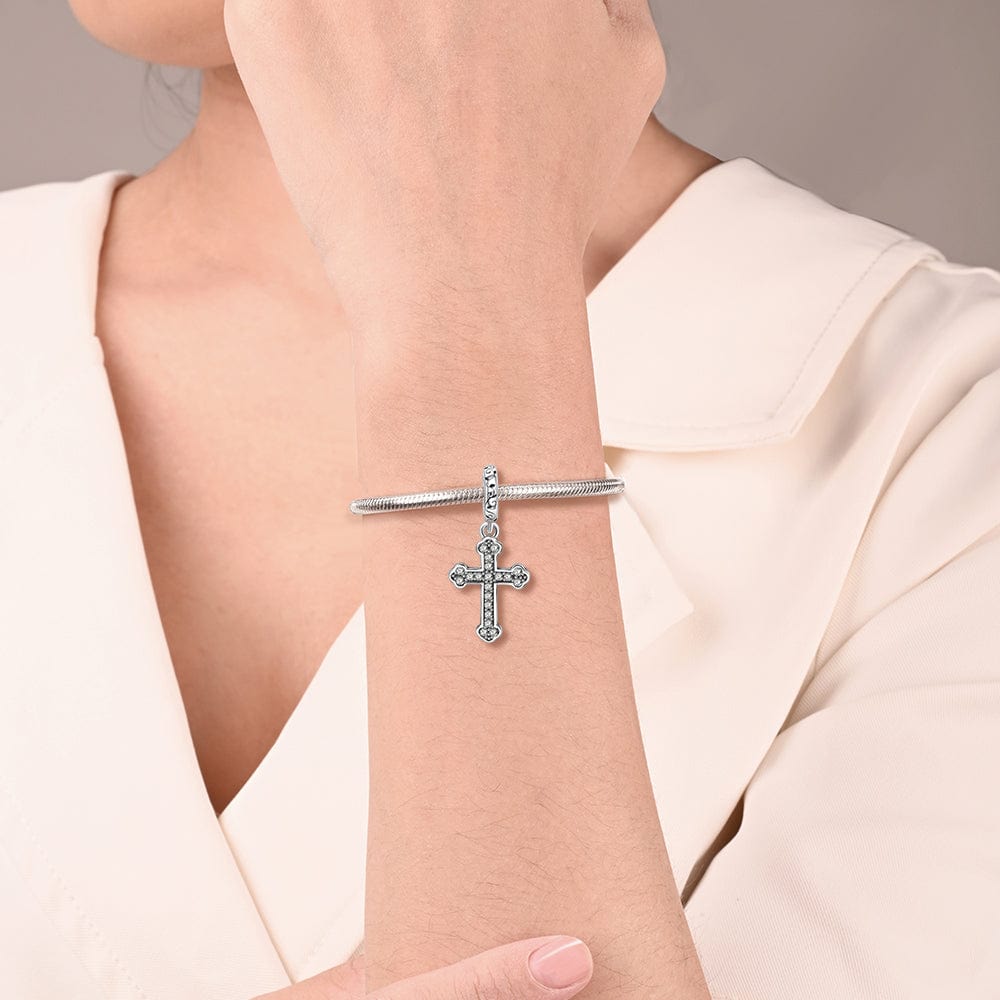 Elegant Pave Cross Charm with Intricate Detailing