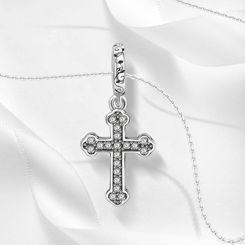 Elegant Pave Cross Charm with Intricate Detailing