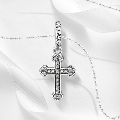 Elegant Pave Cross Charm with Intricate Detailing