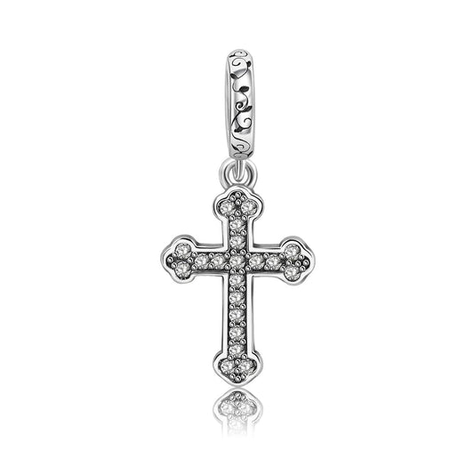 Elegant Pave Cross Charm with Intricate Detailing