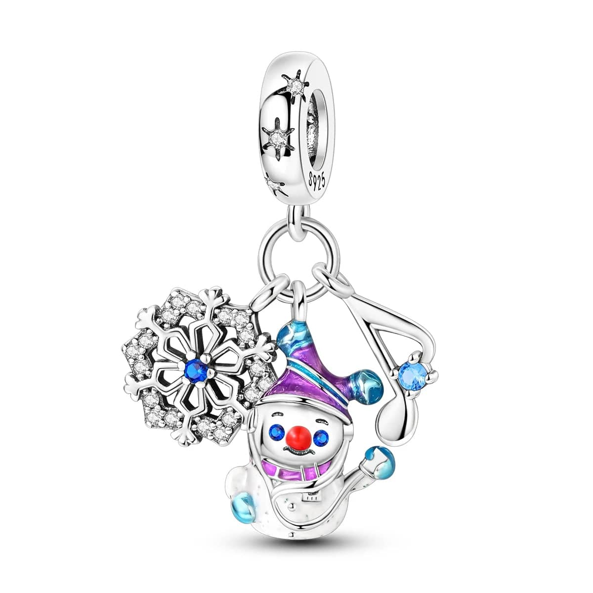 Festive Snowman Charm with Snowflake and Musical Note