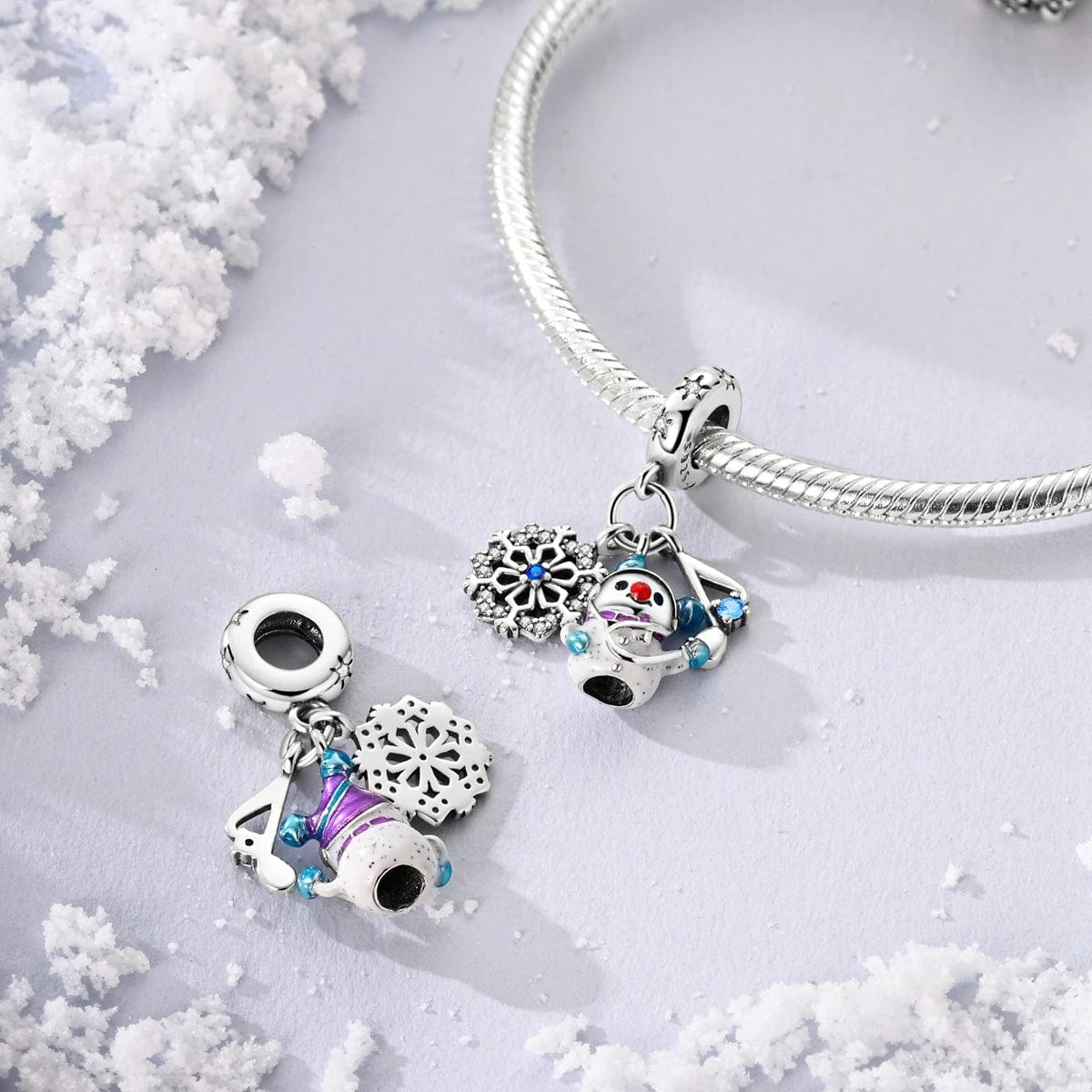 Festive Snowman Charm with Snowflake and Musical Note