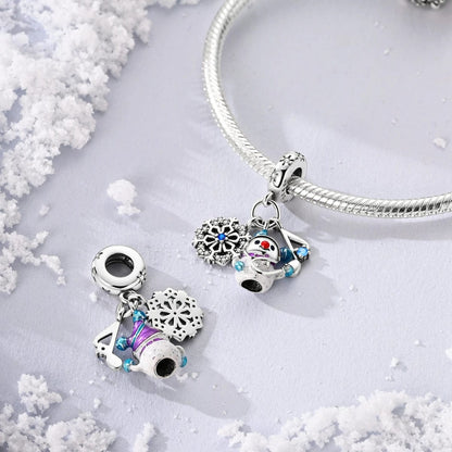 Festive Snowman Charm with Snowflake and Musical Note