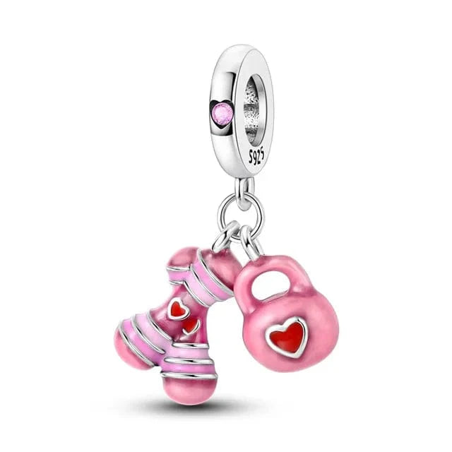 Set Fitness Gym Pink Femei Dangle Charm