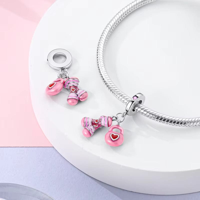 Set Fitness Gym Pink Femei Dangle Charm