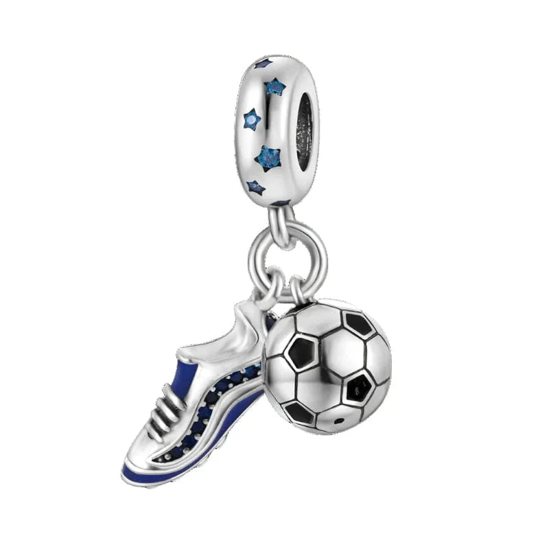 Charm dublu cu minge de fotbal și pantofi