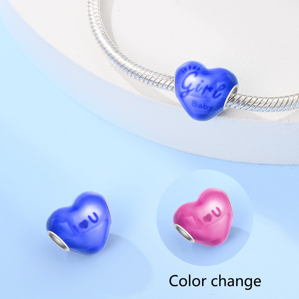 Gender Reveal Color-Changing Heart Boy & Girl Charm