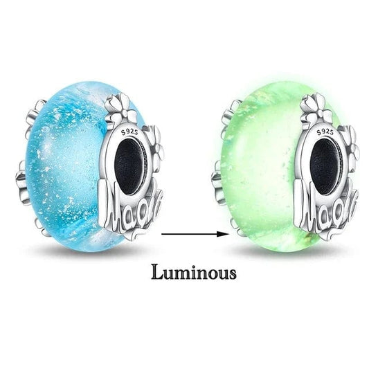 Glow in the Dark Luminous Blue Murano Charm