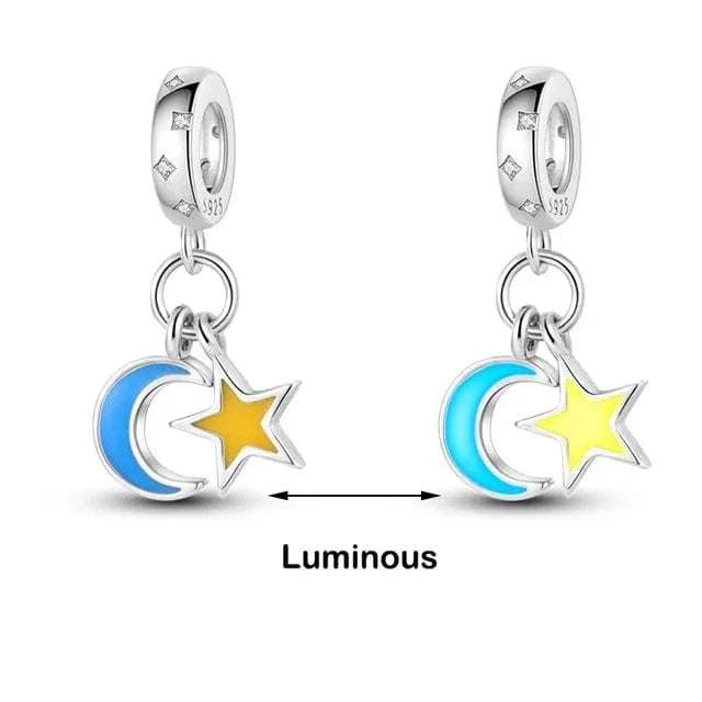 Glow in the Dark Luminous Moon and Star Dangle Charm