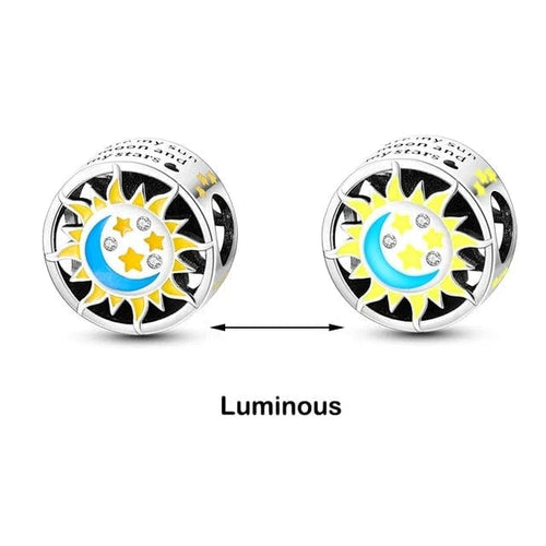 Glow in the Dark Luminous Moon and Sun Charm