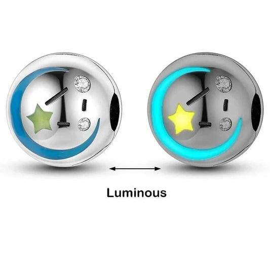 Glow in the Dark Luminous Round Star and Moon Charm