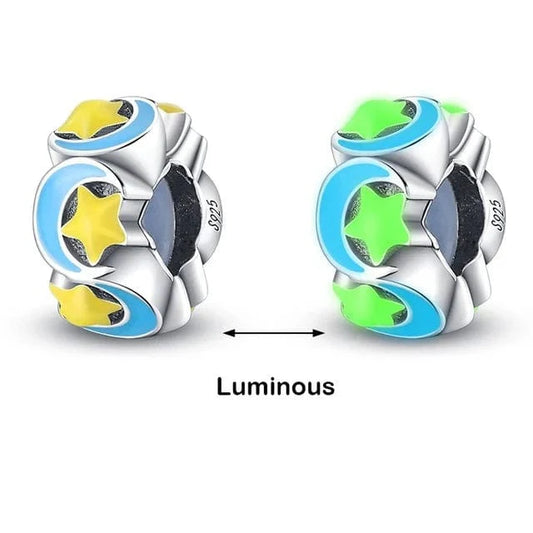 Glow in the Dark Luminous Spacer Moons and Stars Charm