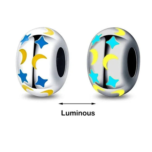 Glow in the Dark Luminous Stars & Moon Round Charm