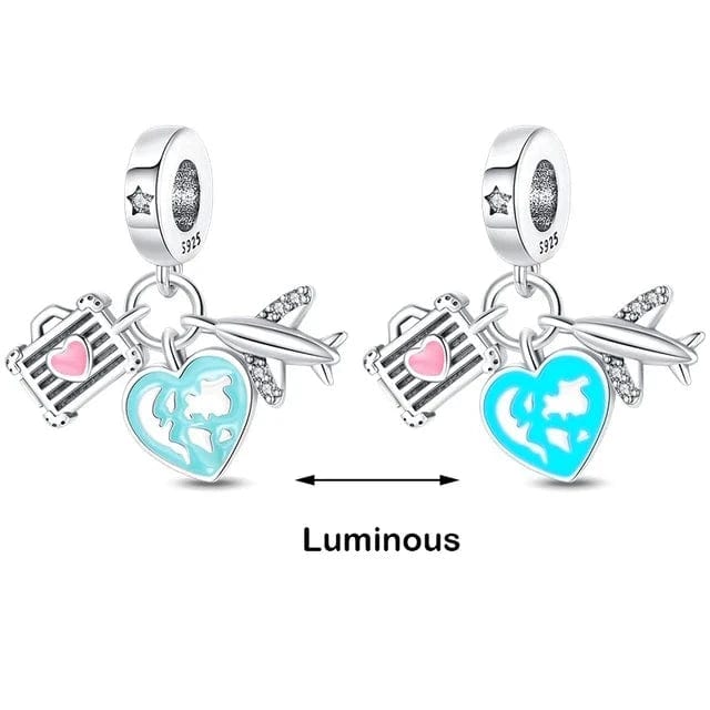 Glow in the Dark Luminous Travel Plane & Luggage Dangle Charm