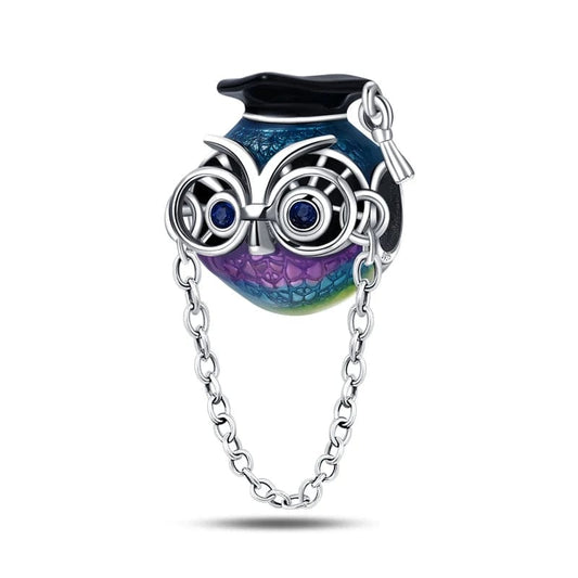 Graduation Owl Charm with Glasses and Chain