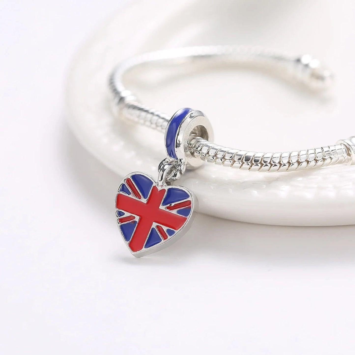 Great Britain Union Jack Heart Dangle Charm