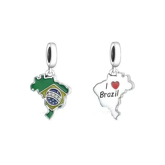 I Love Brazilia Hartă Dangle Charm