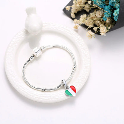 Italy Heart Flag Dangle Charm