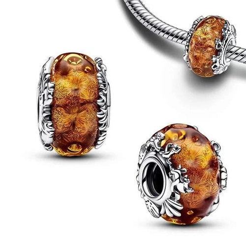 Lion King Timon & Pumbaa Murano Amber Charm