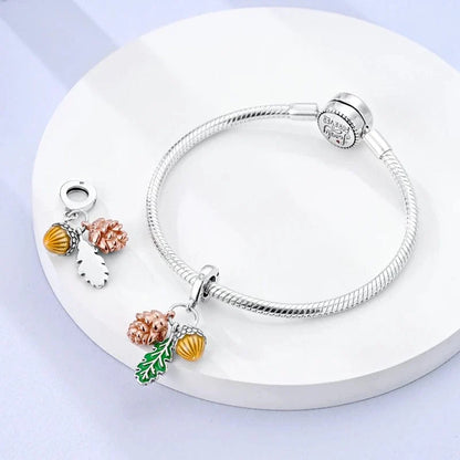 Pine Cone, Leaf & Acorn Triple Autumn Charm