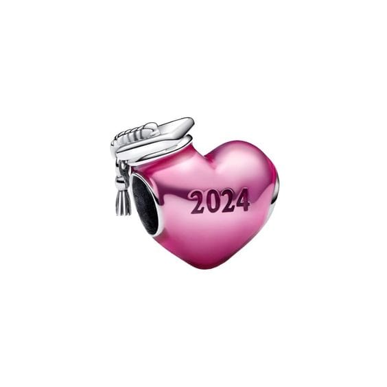 Charm de corazón de graduación rosa de 2024