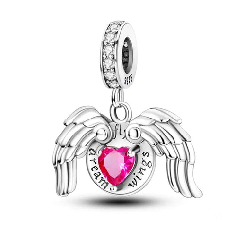 Pink Angel Wings Dangle Charm