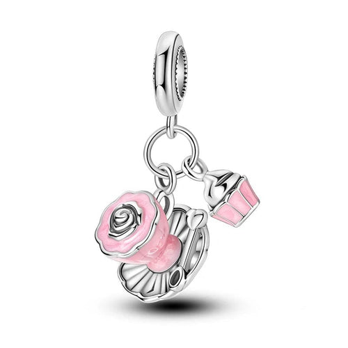 Pink Tea & Cupcake Dangle Charm