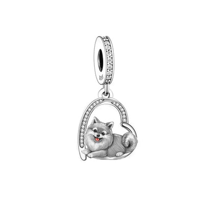 Charm de corazón de perro Pomerania