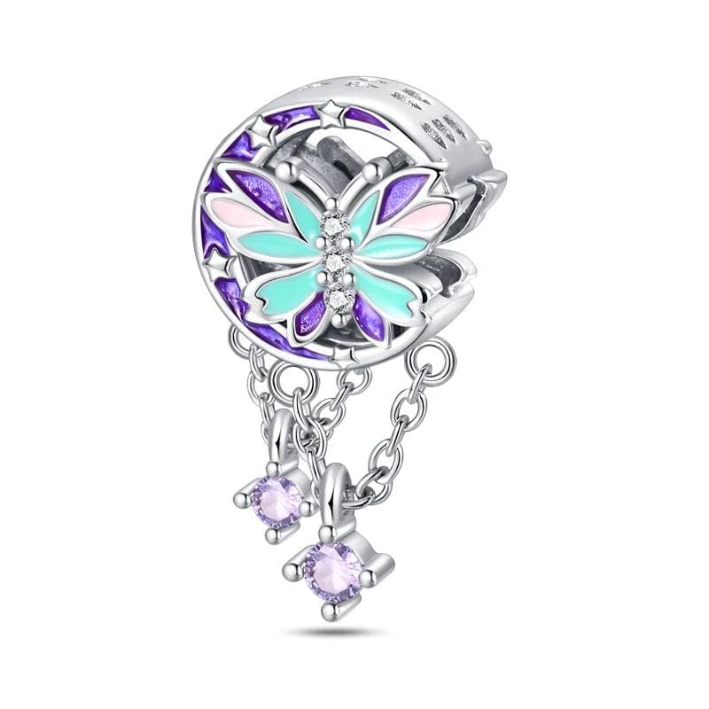 Lila Starry Moon & Butterfly Charm