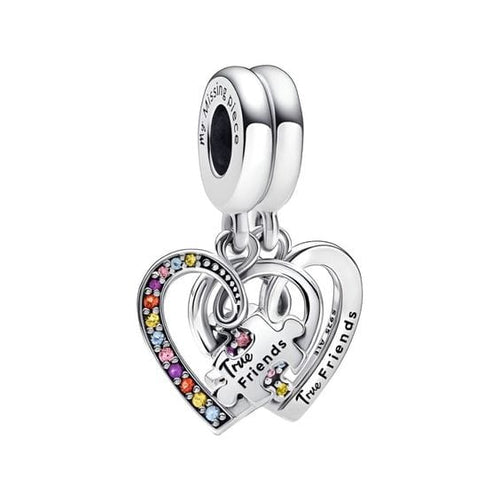 Charm colgante de amistad con forma de corazón y pieza de rompecabezas divisible