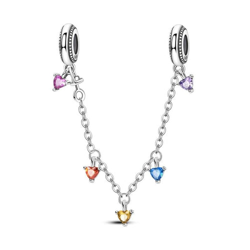 Rainbow Heart Gemstone Safety Chain