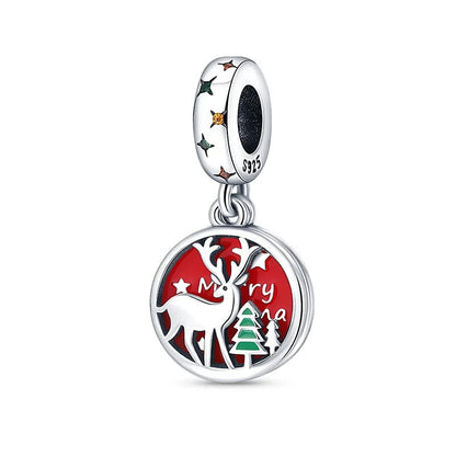 Red Merry Christmas Reindeer Dangle Charm