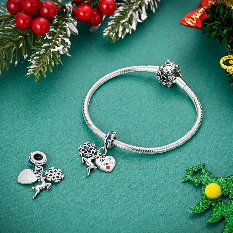 Reindeer & Snowflake Merry Christmas Charm