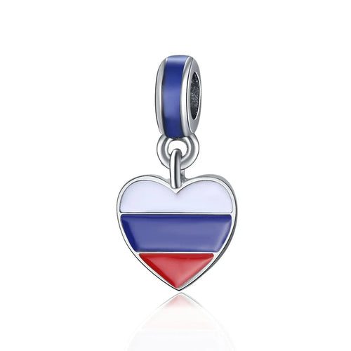 Russia Heart Flag Dangle Charm