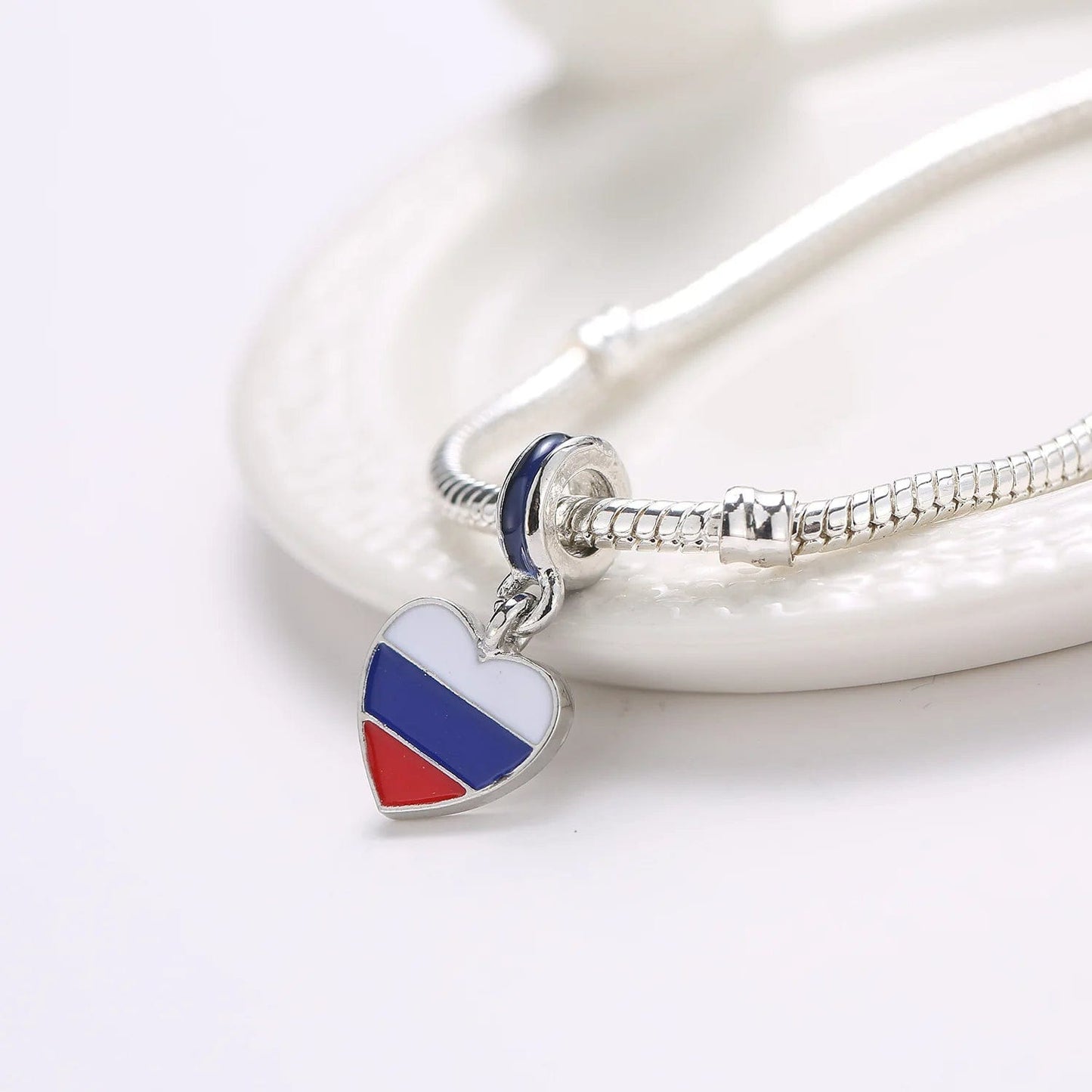 Russia Heart Flag Dangle Charm