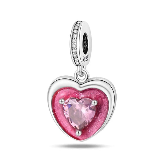 Charm de corazón rosa brillante